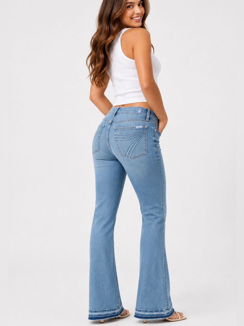 NWT 7 For All Mankind Dojo Tailorless Flare Jeans Color Marrakech Wash Size 28